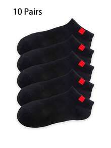 5 đôi tất cổ chân kẻ sọc, phụ kiện unisex - màu đen - Xem 6