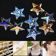 QIAO 18毫米3D切割AB彩玻璃星星吊坠，带孔彩虹色星星饰品，适用于UV树脂工艺品，DIY珠宝制作材料，可用于制作项链、钥匙扣、手机挂件 - 彩色 - 查看 2