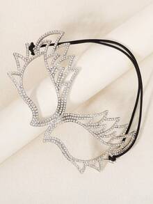 1件装女士闪亮水钻面具，带镂空水晶翅膀，半脸面具，配有松紧带，适合化装舞会、派对、万圣节、夜店活动 - 銀色 - 查看 11