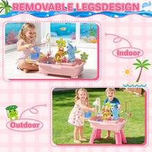 Beach Table Simulation Kitchen Sink& Fishing Platform 3-In-1 Toy Dishwashing Set - Pink - View 7