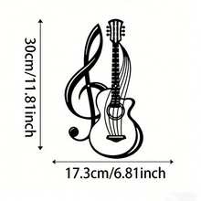 1 pièce Décoration murale en métal avec note de musique et guitare, symbole en fer noir, convient pour le salon, la chambre, la maison et le café, thème musical de style ferme, décoration murale, cadeau de pendaison de crémaillère - Noir - Voir 2