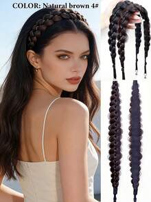 Fishbone Braid Headband Wig Integrated Fried Dough Braid Hair Accessory With Magic Tape - Multicolor - View 6