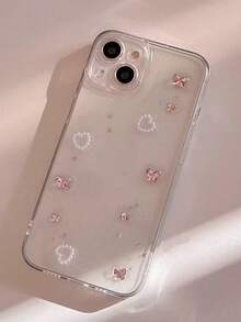 Apple Luxury Pink 3D Butterfly Diamond Phone Case, For IPhone 16/15/14/13/12/11 Pro Max Plus, Lens Protection, Epoxy Glitter Clear Soft Case, Waterproof Shockproof Drop-Proof Scratch-Resistant - Butterfly - View 2