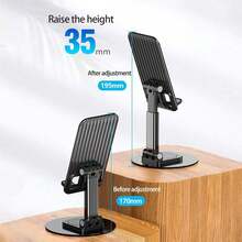 1个铝合金旋转桌面手机/平板电脑支架 - 黑色 - 查看 6