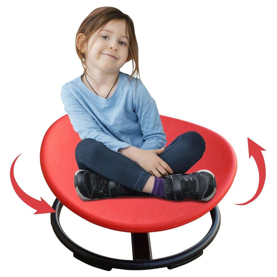 Children's Rotating Chair, Spinning Chair For Autistic Kids& ADHD Children, Sit And Spin Activity Autism Sensory Toys - Red - View 1