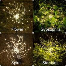 AMILL 6 Pack Solar Fireworks Lights, 540 LED Outdoor Waterproof Fairy Sparkle Lights With Remote Control For Garden Patio Pathway Yard Party Decor - Warm White - View 10