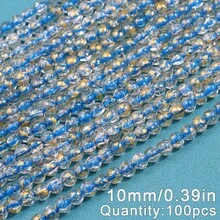 Hạt nhựa rỗng 10mm, hạt thủy tinh tròn, hạt đệm dùng để làm đồ trang sức DIY, vòng tay, dây chuyền. - Những hạt lá vàng lấp lánh - Xem 15