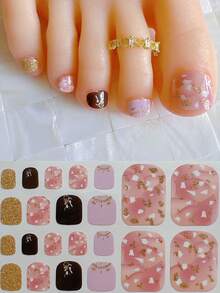 Nail Art Toe Stickers, Assorted Designs Including Glitter, Cartoon Hearts, Geometric Patterns, Solid Colors, Versatile Mixed Styles, Easy Application With Scraper - Multicolor - View 27