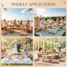 Extra Large Outdoor Boho Picnic Blanket With Table Runner And 6 Throw Pillows Covers For Outdoor Essentials Beach Accessories Garden Party Decoration Patio Park Lawn Grass Ground Festival Mat Beige XL - Màu nâu - Xem 7
