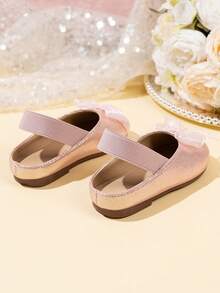 Giày sandal công chúa màu bạc, vàng, hồng có nơ cho bé gái, sandal đế mềm chống trượt mũi kín cho trẻ em, giày dự tiệc cho bé gái. - Hồng - Xem 4