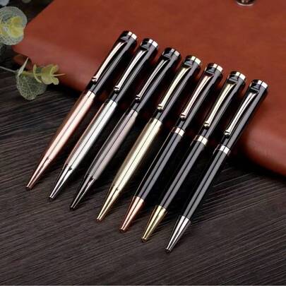 1支随机颜色新款豪华品牌钢笔，黑色钢笔，商务办公书写促销礼品，金属材质，商务签名笔，高管笔，办公用，精美时尚设计师钢笔