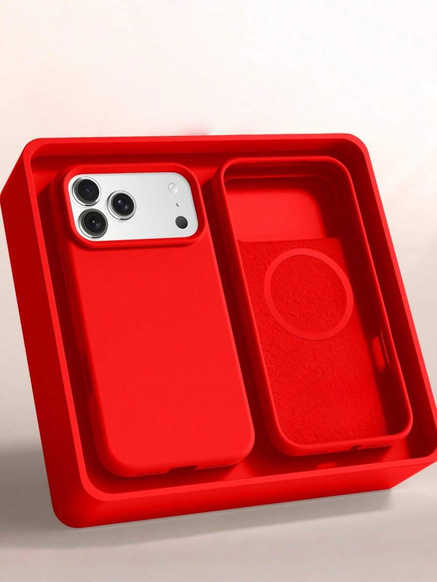 1pc Minimalist Liquid Silicone Magnetic Wireless Charger Case Compatible With IPhone 17 Air 16 14 13 12 15 Pro Max Plus With Velvet Camera Protection