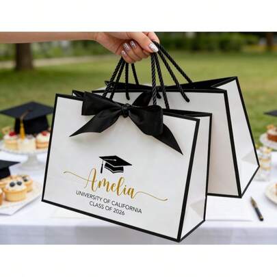 Custom Graduation Gift Bags, Graduation Gift, Personalized Name Gift Bag, University Gift, Class Of 2026, Leavers Gift Bag, Groom Gift