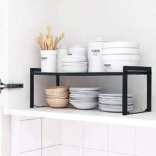 Expandable Cabinet Shelf 13.8~26 Inch(L), Stackable Kitchen Shelf Organizer, Countertop Storage Pantry Rack, Durable Metal Sink Rack (Black M), 44579758 - 軍綠色 - 查看 6