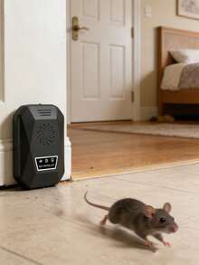 1pc Smart Ultrasonic Pest Repeller - Eliminates Rodents, Squirrels, Mice, Bats, Cockroaches, Ants, Spiders, Bedbugs - Black - View 5