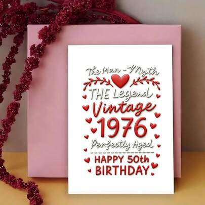1pc Vintage 50th Birthday Card For Men Perfectly Aged 1976 The For Man Myth The Legend Ideal For Husband Brother Or Friend Milestone Celebration Greeting Card