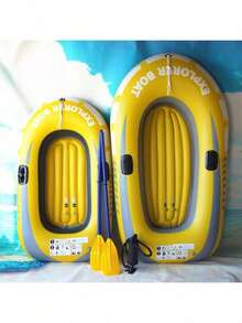 1艘重型充气船，防滑底，可作钓鱼船、探险皮划艇，适用于泳池、湖泊、海滩、漂流、水上运动、家庭水上娱乐、游泳和救援，充气船/皮划艇/PVC筏 - A - 查看 2