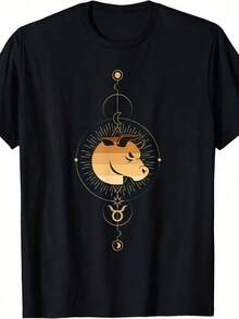 Camiseta con el Signo del Horóscopo Zodíaco Tauro - azul y negro - Ver 7