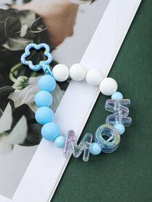 1 pieza Llavero con cuentas para el Día de la Madre, Dije con letras "MOM" iridiscente tipo macaron, diseño versátil de muñequera que libera las manos, conveniente para uso diario - multicolor - Ver 6