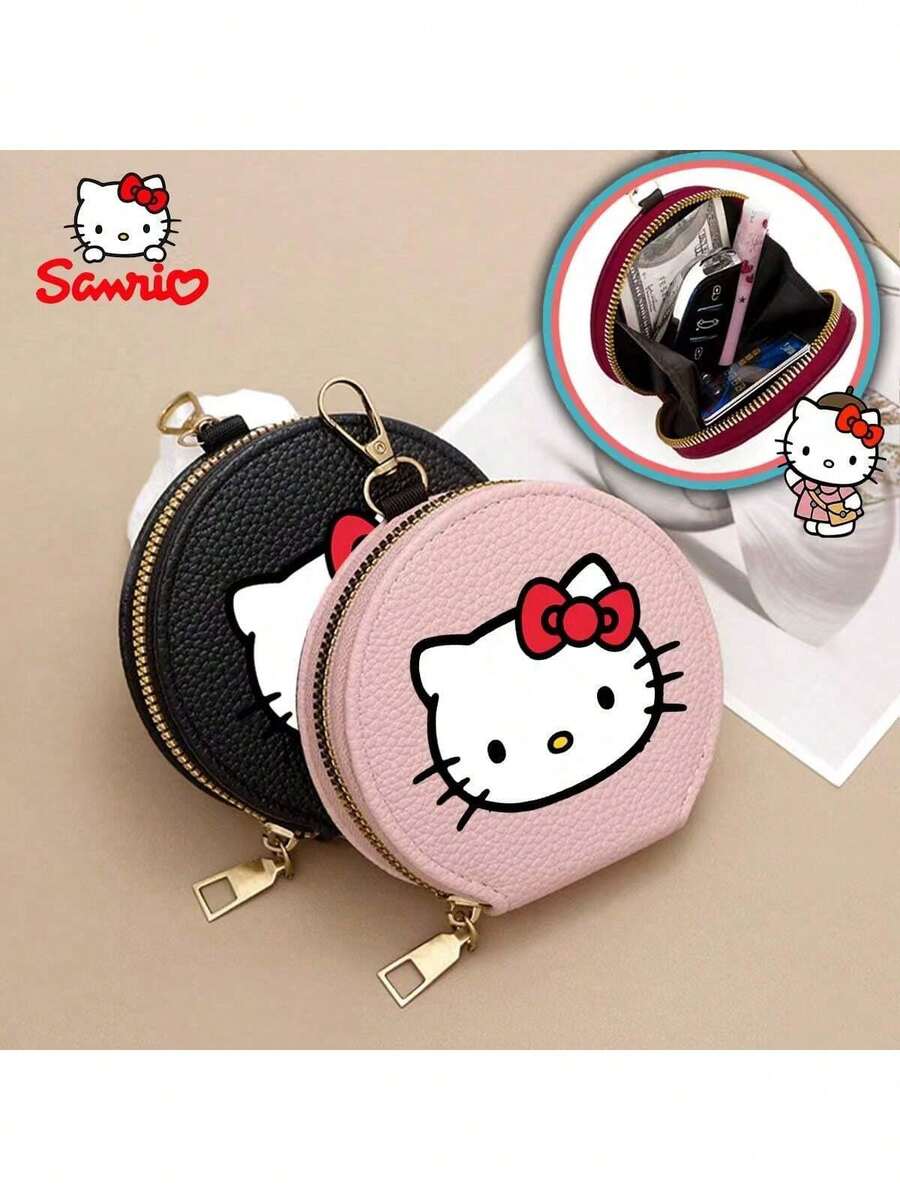 SANRIO 1个三丽鸥Hello Kitty PU皮革零钱包，拉链封口，可爱小巧，可作钥匙扣，适合日常使用，女士钱包，迷你钱包，零钱包，小钱包，可爱钱包，旅行必备夏季钱包 - 彩色 - 查看 1