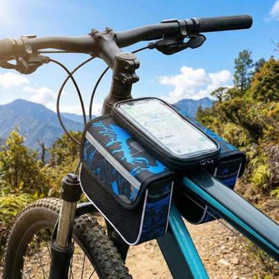 1 pezzo Borsa anteriore per telaio bicicletta da esterno, Borsa touch screen per bicicletta, Borsa bicicletta oversize, Borsa accessori per ciclismo
