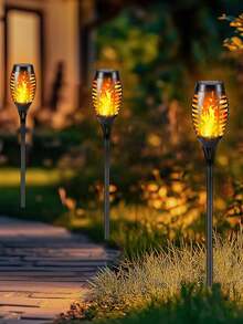 Solar Lantern Outdoor Flame Light LED Taller And Larger Flickering Flame Solar Flashlight IP65 Waterproof Outdoor Lighting Solar Aisle Light Christmas Decoration Garden Yard, 8/16 Pack - 均碼 - 查看 9