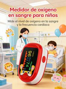Pulsovital Oximetro pediatrico, oximetro digital recargable, puede monitorear la saturación de oxígeno en sangre, frecuencia del pulso y PI al mismo tiempo, adecuado para pruebas y monitoreo diarios - Rojo - Ver 2