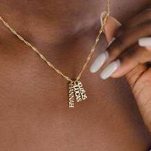 1pc Customized Multi-Name Gold Necklace, Vertical Name Necklace, Personalized Gift, Gold Necklace With Name, Women's Gift, Mother's Day Gift For Mom, Easter Gift, Personalized Jewelry, Customized Name Gift, Thanksgiving, Christmas, Halloween Gift - Multicolor - View 7