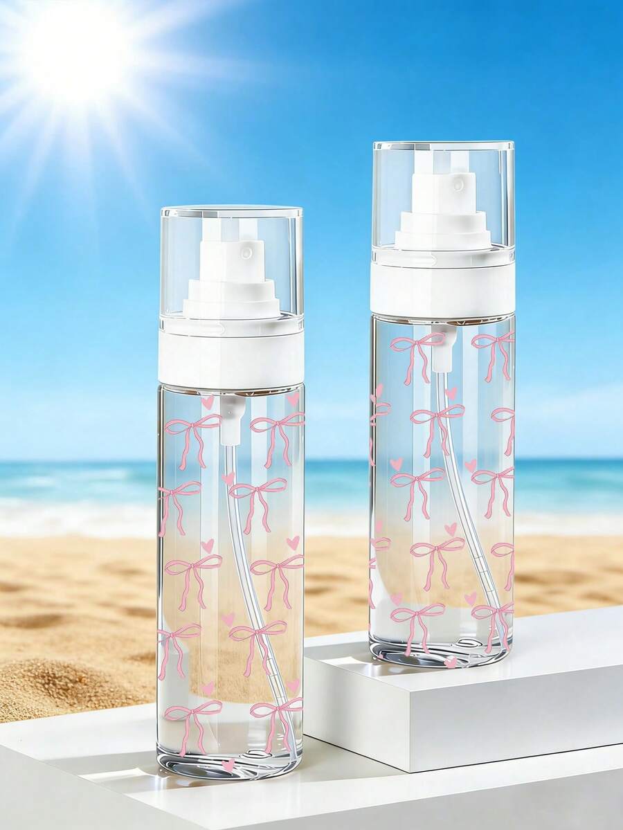 Botella de spray de viaje recargable con diseño de lazo, rociador de niebla multiusos, diseño minimalista de moda, apto para cabello húmedo, limpieza del hogar, tónico y niebla de alcohol, accesorio de cabello unisex, botella de niebla rosa pequeña, spray de limpieza, plantas, productos para el cabello, herramientas de peinado y cuidado del cabello - Multicolor - Ver 1