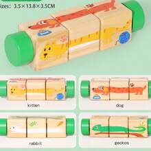 Bộ 1 món đồ chơi xếp hình xoay bằng gỗ cho bé sơ sinh và trẻ nhỏ, khối xây dựng nhận biết động vật 6 mặt, đồ chơi giáo dục cho trẻ em, quà tặng khai sáng cho trẻ sơ sinh. - Nhiều màu - Xem 11