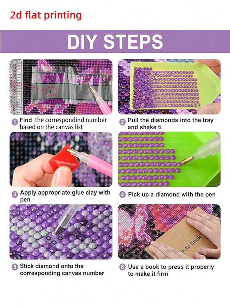 2D平面印刷无框5D DIY全钻钻石画，大尺寸，闪亮小猫，适合初学者和手工爱好者，室内装饰画，母亲节、复活节、婚礼的最佳手工礼物 - 查看 8
