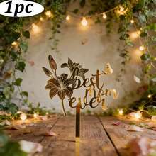 1pc/3pcs/6pcs Rose Red, Rose Gold, Gold Acrylic "Happy Mother's Day" And "Best Mom" Cake Topper Set - Butterfly And Flower Design, Mother's Day And Mom's Birthday Party Supplies - Multicolor - View 23