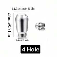 不锈钢咖啡机蒸汽喷嘴，3/4孔奶泡喷嘴，0.9 x 0.5英寸，带0.3英寸螺纹直径，适用于8系列咖啡机 - 銀色 - 查看 10