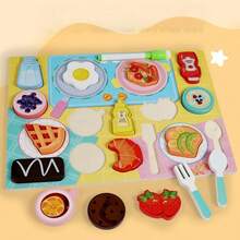 Kids Play Kitchen Realistic Wooden Vegetable & Fruit Cutting Toy Set, Parent-Child Interactive Game - Multicolor - View 8