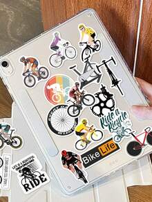 60pcs Inspirational Cartoon Bicycle Stickers: Eye-Catching, Creative Designs Perfect For Guitars, Skateboards, Parties, Suitcases, Desktops, And Holiday Gift Decorations - Multicolor - View 3