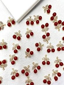 Liontin Paduan Logam Berbentuk Ceri, Dekorasi Tetesan Minyak, Aksesori Perhiasan DIY untuk Kalung & Gelang - MultiWarna - View 3