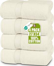 Utopia Towels 4 Pack Premium Bath Towels Set, 27 By 54 Inches, 100% Ring Spun Cotton 600GSM, Lightweight And Highly Absorbent Quick Drying Towels, Perfect For Daily Use - 象牙 - 查看 4