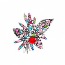 1pc Vintage Sparkling Crystal Flower & Leaf Brooch Pin, Antique Shiny Crystal Lapel Pin, Retro Jewelry Gift For Women, Mother's Day, Christmas, Birthday - Bouquet - View 7