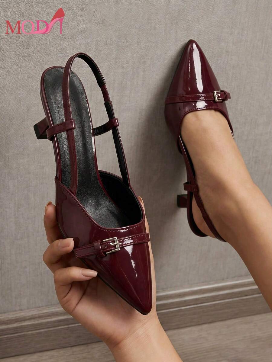 Zapatillas de tacón elegantes para mujer con correas decorativas, zapatos de tacón alto para mujer – Punta fina, diseño ancho cómodo, recubierto brillante con hebilla, estilo slingback moderno y versátil,Zapatos De Tacón Alto De Color Burdeos Simple Para Mujer Para Uso En Exteriores,Zapatos de mujer, punta fina, talón descubierto, tacón grueso, estilo elegante para oficina y fiesta,Mujer Zapatos de Tacón Grueso, Punta Fina, Correa de Charol, Estilo Elegante para Oficina y,Zapatillas de tacón elegantes grueso de punta afilada para mujer – Punta fina, diseño ancho cómodo, recubierto brillante con hebilla, estilo slingback moderno y versátil – zapatos para mujer Tendenci 2026 para oficina, citas y outfits diarios, versátil para todas las estaciones,Dia de Acción de Gracias, Dia de San Valentin, Dia de la Madre, adecuadas para vestidos y uso diario,tacones,zapatilla elegantes de mujer,zapatos,tacones para mujer