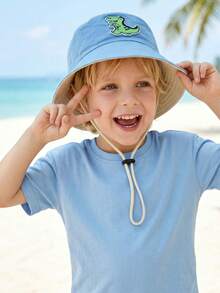 1pc 2-6Y Toddler Boys' Cartoon Dinosaur Print Bucket Hat, Summer Sun Protection, Lightweight & Packable, Quick Dry Soft Material, Skin-Friendly, One Size Fits Most, Washable, Suitable For Beach, Outdoor Play, Hiking, Camping - 1PC - View 4