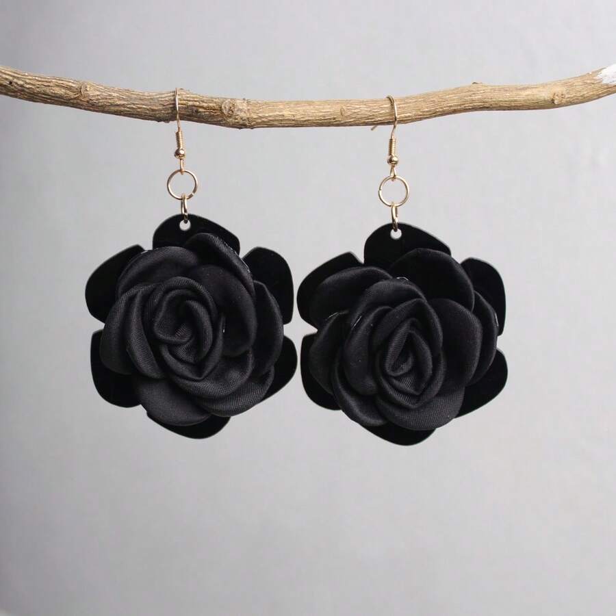 1 Pair Delicate Rose Flower Shaped Earrings, Suitable For Daily Wear, Gift For Women - Multicolor - View 1
