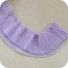 Vải ren xếp ly chiffon 120D, dài 1 yard, rộng 6.5cm, thích hợp may quần áo DIY, màu đỏ, đen, hồng, xanh lá cây, trắng. - A - Xem 9