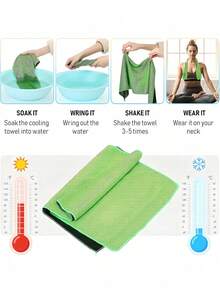Macaron-Inspired Cooling Towel, Portable, Foldable, Quick-Drying With Hook And Loop Design, High-Density Cooling, Breathable, Sweat-Absorbent, Perforated Silicone Storage Box, 30*100cm, Gym Essentials - Multicolor - View 8