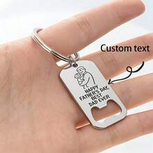 Móc khóa mở nắp chai bia bằng thép không gỉ khắc chữ theo yêu cầu - Quà tặng tự làm, thích hợp cho Ngày của Cha. - Dụng cụ mở chai bằng bạc - Xem 1