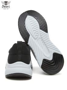 DESAI 1双女士厚底休闲运动鞋，弹性网布透气一脚蹬轻便防滑舒适鞋 - 黑色 - 查看 8