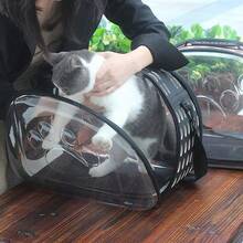 耐用宠物包，防水材质，易于清洁，适合中型猫咪，时尚多功能狗狗包，适合购物、度假，透气宠物运输箱配有肩带，透明宇航员风格，居家、假日和旅行必备宠物用品 - 彩色 - 查看 8