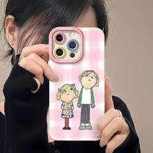 Charlie Lola, fondo rosa, dibujo animado sencillo.funda de teléfono Fundas compatibles con ,Apple,VIVO,OPPO,,, y Honor.Fabricadas en silicona TPU,ofrecen protección contra golpes y caídas. - Blanco - Ver 6