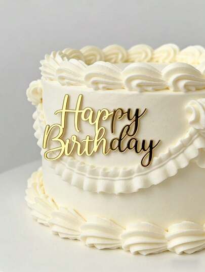 1 pieza Nueva decoración lateral de pastel de acrílico "Feliz Cumpleaños" - Ideal para decorar tu pastel de fiesta y mesa de postres. Regalo de primavera