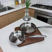 304不锈钢平底煎锅，小号煎锅，适用于煎蛋、牛排、烹饪酱汁、加热油，兼容电磁炉和燃气灶，尺寸14厘米-18厘米 - 查看 11