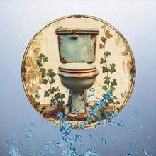 2D 平面復古風格廁所裝飾金屬壁飾盤 - 8x8 英吋圓形鐵製 2D 印刷復古裝飾，適用於家居、廚房、花園和辦公空間 - 完美的節日禮物，款式如尺寸表所示 - 多色 - 查看 3